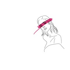 Young woman one line drawing style. Minimalistic background. Fashion wallpaper