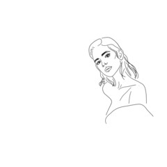 Young woman one line drawing style. Minimalistic background. Fashion wallpaper	