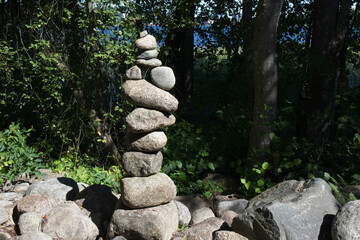 balanced pile of stones outdoors