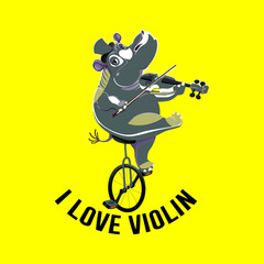 I love violin slogan t shirt design