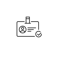 ID approved with checkmark symbol. Security user verification icon. Pixel perfect, editable stroke