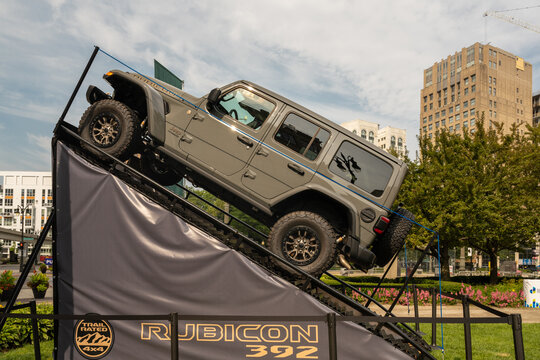 DETROIT, MI/USA - AUGUST 06, 2021: A 2021 Jeep Wrangler Rubicon 392 at the Motor City Car Crawl (MC3) car show, Detroit, Michigan.