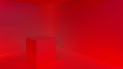 Abstract red interior background geometric shapes in design 3d render