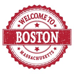 Obraz premium WELCOME TO BOSTON - MASSACHUSETTS, words written on red stamp