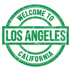 WELCOME TO LOS ANGELES - CALIFORNIA, words written on green stamp