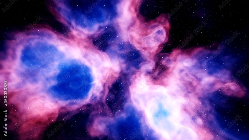 Wall mural red-violet nebula in outer space, horsehead nebula, unusual colorful nebula in a distant galaxy, red