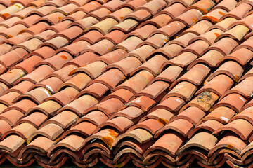 Old tiled roof texture for background