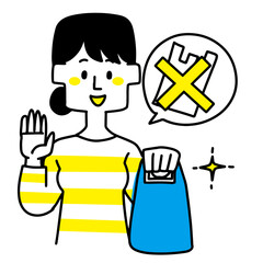 買い物の時エコバッグを持っている女性