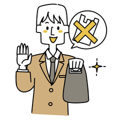 エコバッグを持っているスーツの男性