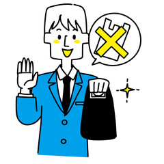 エコバッグを持っているスーツの男性
