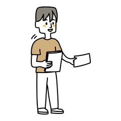 ビラ配りのアルバイトをしている男性