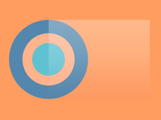 Orange background with circles of different formats and colors, and a transparent text box