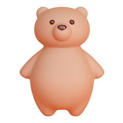 Cute brown bear isolated on white background. 3d rendering