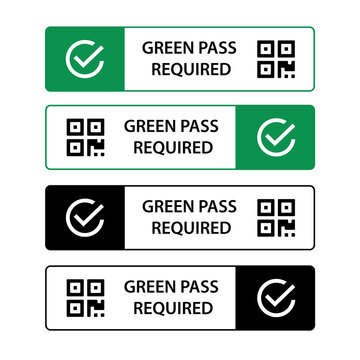 Green Pass Required Label. Entry Only With Green Pass.