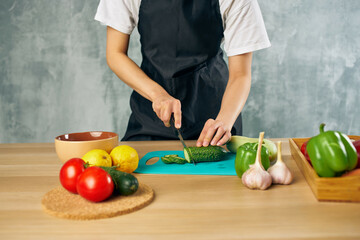 Cook lunch at home vegetarian food salad