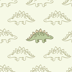 Outline stegosaurus dino pattern. Seamless texture for fabric, textile, apparel, nersery, wrapping paper. © Sonium_art