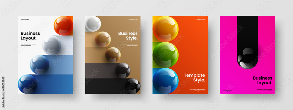 Aufkleber premium 3d balls front page concept collection. abstract presentation design vector template composi