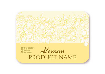 Lemon. Ripe citrus. Template for product label, cosmetic packaging. Easy to edit. Graphic drawing, engraving style. Vector illustration.