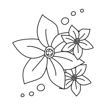 Black and white abstract flower group for coloring meditation