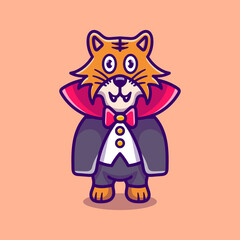 cute vampire tiger cartoon illustration