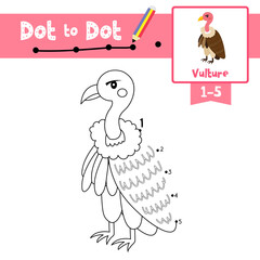 Dot to dot educational game and Coloring book Vulture bird animal cartoon character vector illustration
