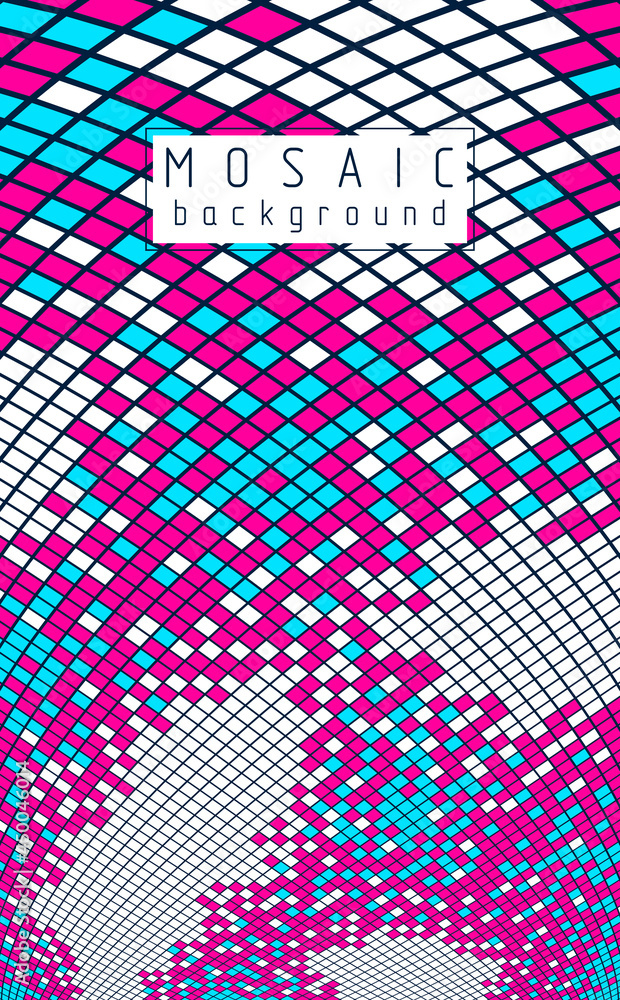 Poster modern trendy vector design of dimensional artistic mosaic tiles, abstract background as a template 