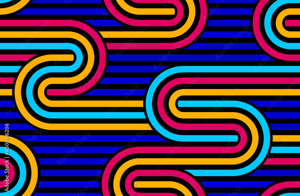 Poster seamless linear vector geometric minimalistic pattern, abstract lines tiling background, stripy weav