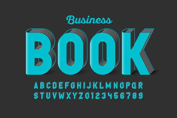 Business book style font design, alphabet letters and numbers vector illustration