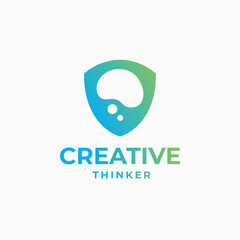 Creative thinker logo, brain logo, smart design, futuristic brain, brain creativity design