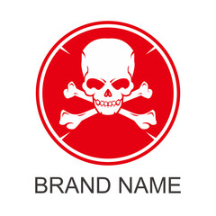 skull logo with circle and two bones