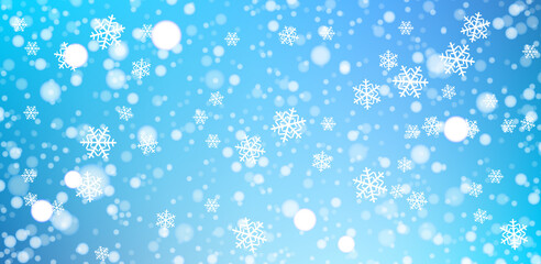 Naklejka na ściany i meble Snow Falling winter background vector illustration