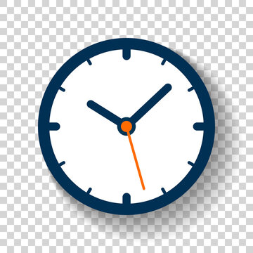 Clock icon in flat style, timer on transparent background. Business watch. Vector design element for you project