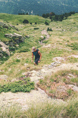 Man hiking in the mountains