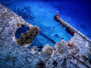 shipwreck under water on santo island in vanuatu