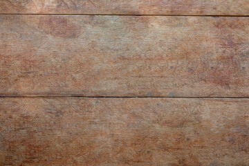 Brown Wooden Background. Top View, Copy Space.