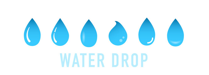 Vector blue water drop icon set.