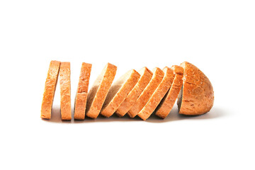 Sliced Oats Bread Isolated On White Background. Side View.