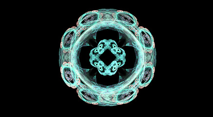 Beautiful Digital Symmetric Fractal cosmic energy vibrant flowing lines and soothing pastel colors - obrazy, fototapety, plakaty