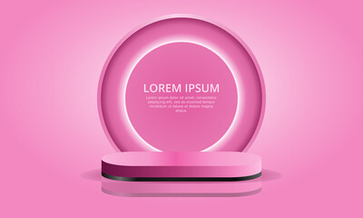 realistic 3D pink podium cosmetic product display