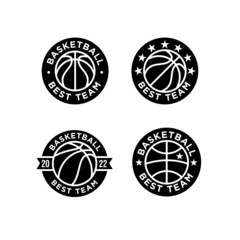set collection Basketball black logo design illustration