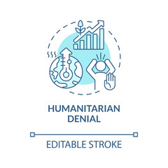 Naklejka na ściany i meble Humanitarian denial blue concept icon. Increased frequency of heatwaves. Arguing human. Productive farming abstract idea thin line illustration. Vector isolated outline color drawing. Editable stroke