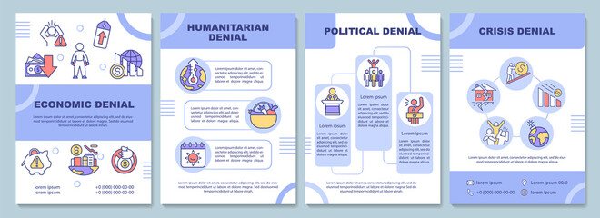 Climate change denial brochure template. Political, crisis negation. Flyer, booklet, leaflet print, cover design with linear icons. Vector layouts for presentation, annual reports, advertisement pages