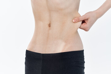 Fototapeta na wymiar female belly flat waist slimming diet