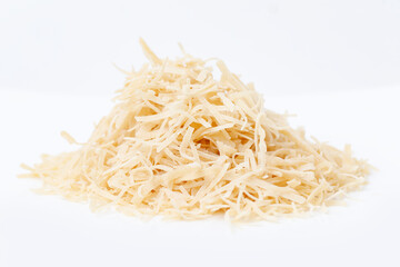 Heap Of Uncooked Chopped Noodles Isolated On White Background. Side View.