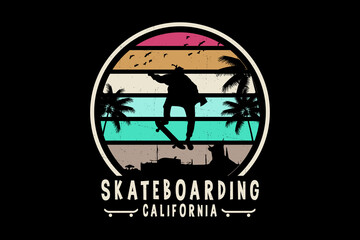 Skateboarding california silhouette design