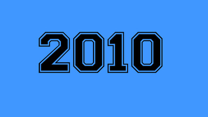 2010 number black lettering blue background
