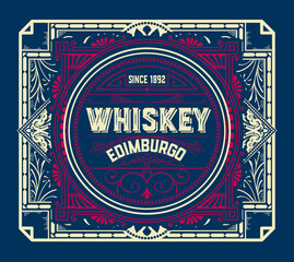 Whiskey label with old frames