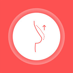 Fototapeta premium Female breast lifting color button icon. Plastic body surgery.