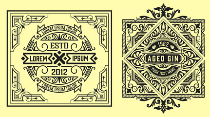 Set of 2 labels witrh vintage style