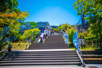 群馬県渋川市伊香保町の伊香保温泉に旅行する風景 Scenery of a trip to Ikaho Hot Springs in Ikaho-machi, Shibukawa City, Gunma Prefecture.